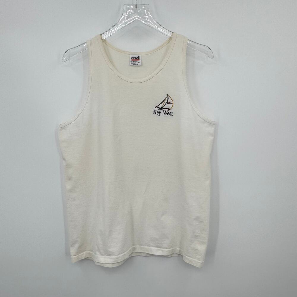 Vintage Anvil tank top women's large Key West embroidered sailboat single stitch